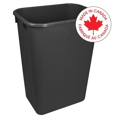 Wastebasket-Plastic 15-1/2 X 11 X 20-2/5", Black - 00700U04C