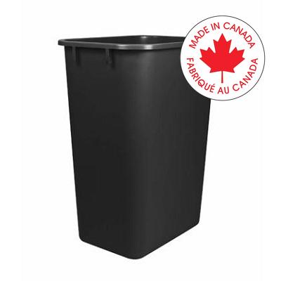 Wastebasket-Plastic 14-3/8X10-1/4X15 H, Black - 00710U06C