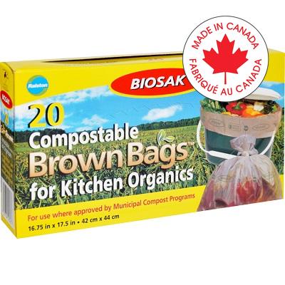 Bags-Garbage, Compostable, 17.5"X16.75" Brown 20/Box - 050303
