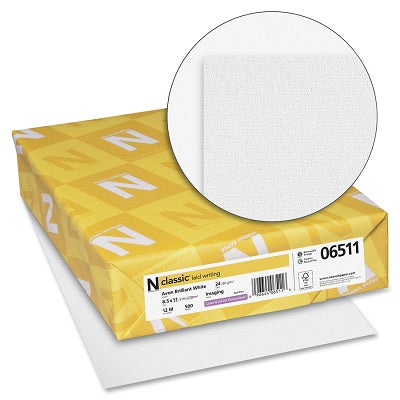 Paper-Classic Laid Writing 8.5X11 24# Avon Brilliant White - 06511