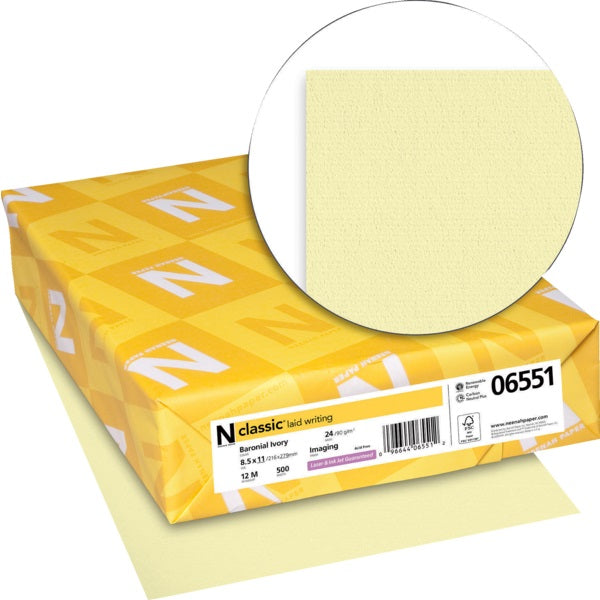 Paper-Classic Laid Writing Paper, 24#, Baronial Ivory - 06551