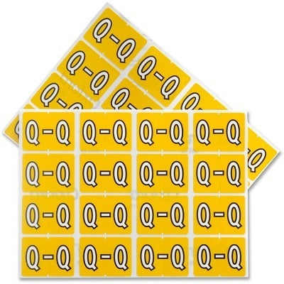 Labels-Alphabetic Colour Code, Q  Yellow - 06618