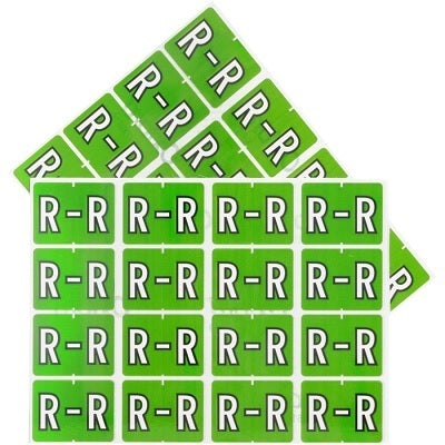 Labels-Alphabetic Colour Code, R  Light Green - 06619