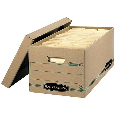 File Box-Enviro Stor, Letter 24" Deep, Kraft/Green 4/Pack - 09014