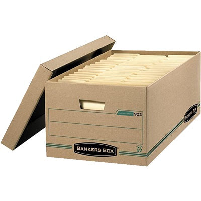 File Box-Enviro Stor, Legal 24" Deep, Kraft/Green 4/Pack - 09024