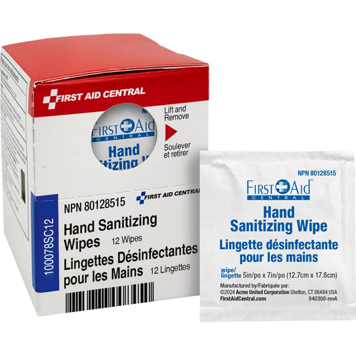Sanitizing Wipes-First Aid Central 5"X7" 12/Box - 100078SC12