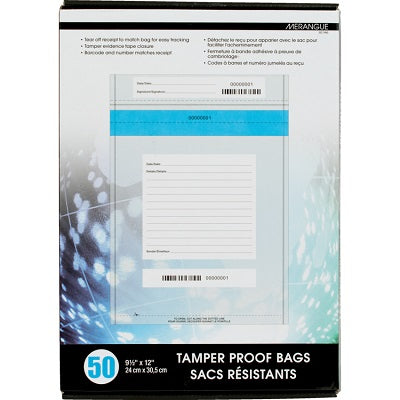 Bags-Tamper Proof 9-1/2" X 12", Clear 50/Pk - 1008-4192-00-000