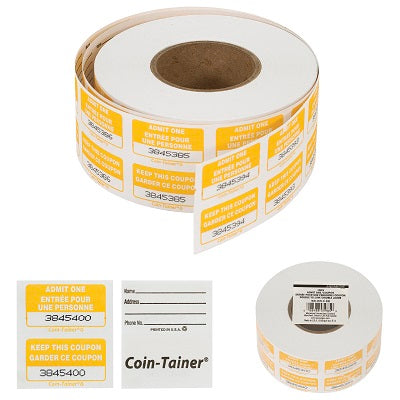 Tickets-Admit One With Coupon, Bilingual Yellow 1M/Roll - 1008-4320-41-000