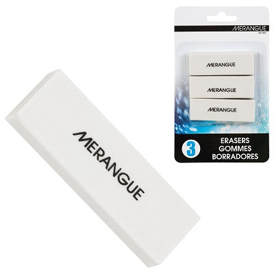 Eraser-Plastic, Vinyl White 3Pk - 1017-9211-00-000