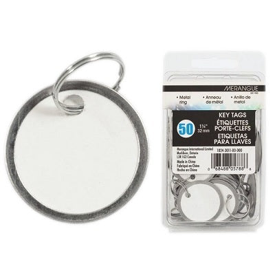 Tags-Metal Rim, Key 1-1/4, White 50/Pack - 1024-3011-00-000