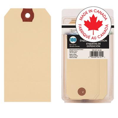 Tags-Shipping, Manila Size 4, 4-1/4X2-1/8" 100/Pk - 1024-5071-00-000