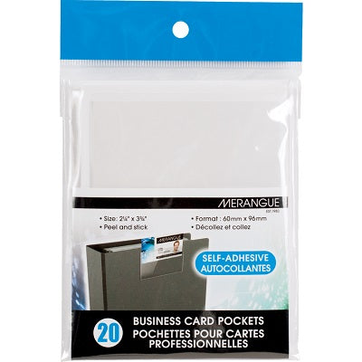 Business Card Pocket-Self-Adhesive, Top Load 20/Pk - 1026-7071-00-000