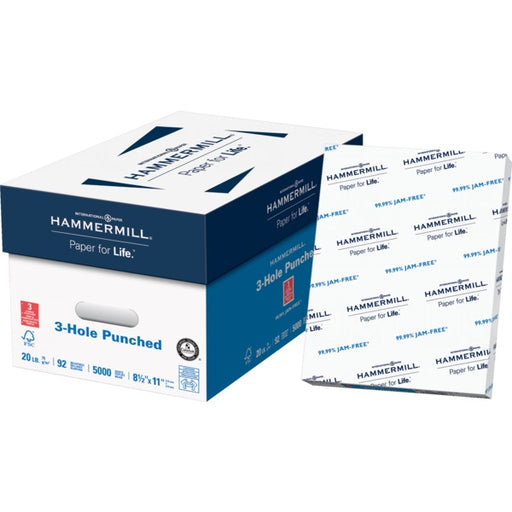 Paper-Hammermill Copy, Letter 3-Hole Punched 20Lb. 92 Bright - 105031
