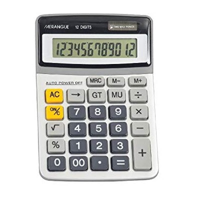 Calculator-Desktop Solar/Battery 12 Digit Angled Display - 1080-9591-00-000
