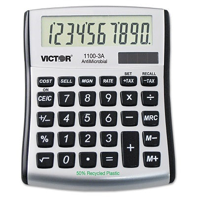 Calculator-Desktop Solar/Battery 10 Digit Angled Display - 1100-3A