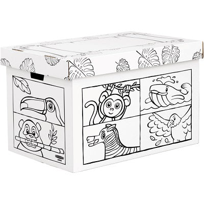 Toy Box-Bankers Box, Animals Colour In, 18" X 18" X 24" - 1231701