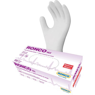 Gloves-Examination, Ve2 Vinyl, Clear, Medium 100/Box - 1233PF