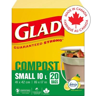 Bags-Garbage, Glad Compostable Small, 10L 16"X17"  20/Box - 12587-78162