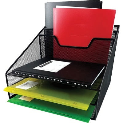 Desk Organizer-Mesh, File And Tray Sorter Black - 14532