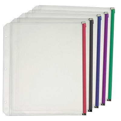 Binder Pocket-Cardinal Zipper 1/2" Exp. 3-Hole, 5-Assorted - 14650
