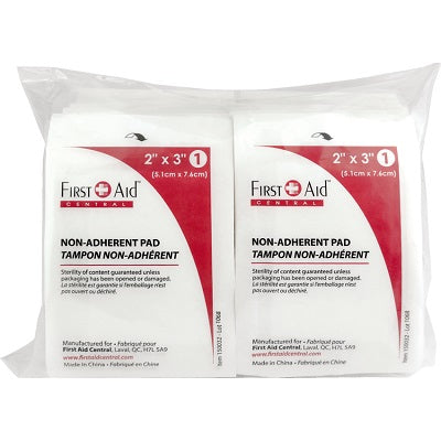 Bandages-First Aid Central Non-Adherent 2" X 3" Pad 100/Pack - 150032-100
