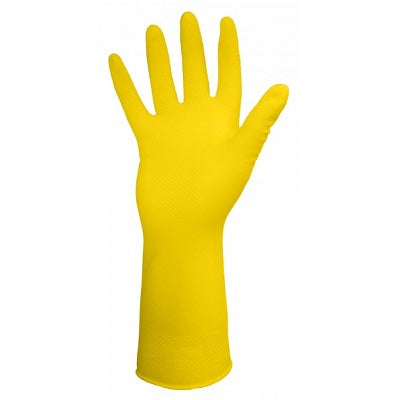 Gloves-Light-Fit Latex, Flocklined Yellow Medium, 12/Pack - 15-332-08