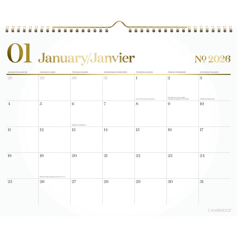 Calendar-Wall, Cambridge Workstyle 15X12 Bilingual  2025 - 1606-707F