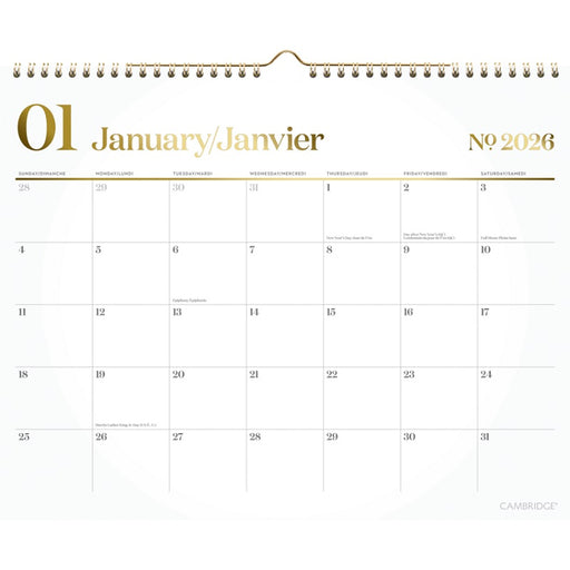 Calendar-Wall, Cambridge Workstyle 15X12 Bilingual  2025 - 1606-707F