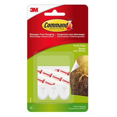 Adhesive Poster Strips-Command Adhesive, 12/Pk - 17024C