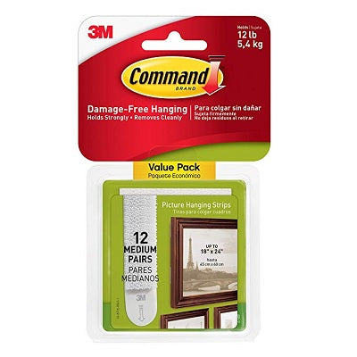 Picture Hanging Strips-Command Adhesive, Medium, 12/Pack - 17204-12EF