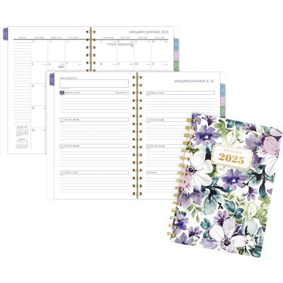 Planner-Weekly/Monthly Badge Floral 8-1/2X6 Bilingual 2025 - 1722F-200F