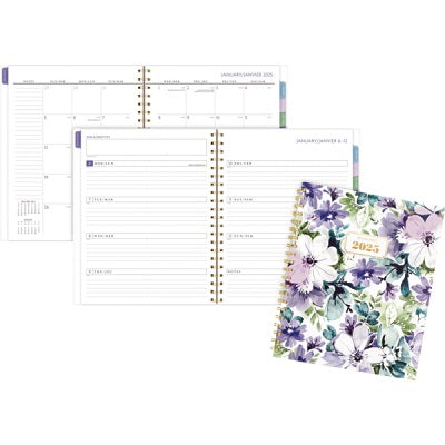 Planner-Weekly/Monthly Badge Floral 11X9 Bilingual 2025 - 1722F-905F