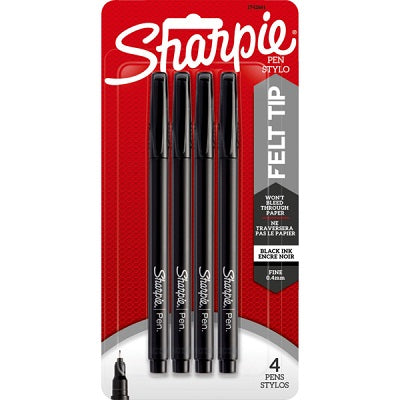 Pen-Porous, Sharpie Fine Black 4/Pk - 1742661
