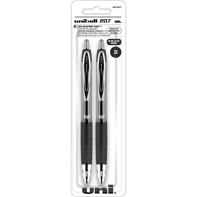 Pen-Retractable, Uni 207 Gel, 0.7Mm Black 2/Pk - 1937937