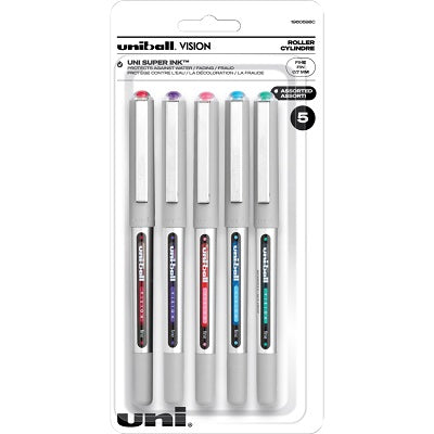 Pen-Roller, Uni Vision, 0.7Mm Fine Assorted 5/Pk - 1960598C