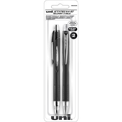 Pen-Retractable, Uni Jetstream, 1.0Mm Blk 2/Pk - 1960636