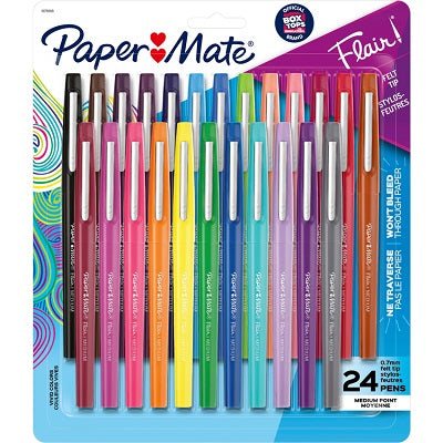 Marker-Paper Mate Flair Felt Tip, Medium, 24 Assorted - 1978998
