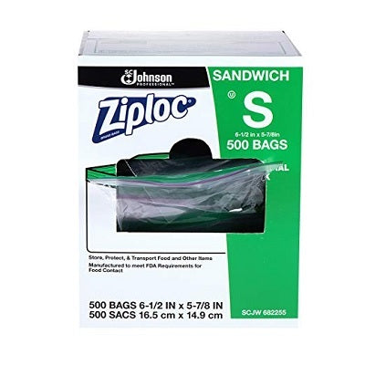 Bags-Ziploc Sandwich 6-1/2X5-7/8", 500-Count - 19800-70762