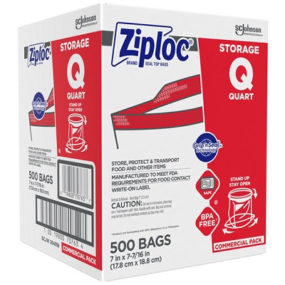 Bags-Ziploc Storage Quart (Medium)  500-Count - 19800-70763