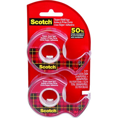 Tape-Transparent Scotch Super-Hold 19Mmx15.5M 2/Pack - 198DM-2-ESF