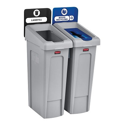 Recycling Station Kit-Slim Jim 2 Stream, Grey - 2007914