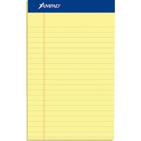 Writing Pad-Perfed, 5X8 Ampad 50 Sheet Canary 12/Pack - 20-264
