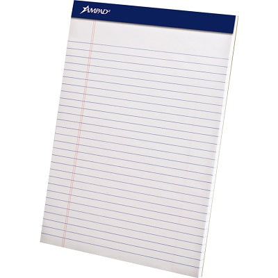 Writing Pad-Perfed, Letter Ampad 50 Sheet White - 20-368