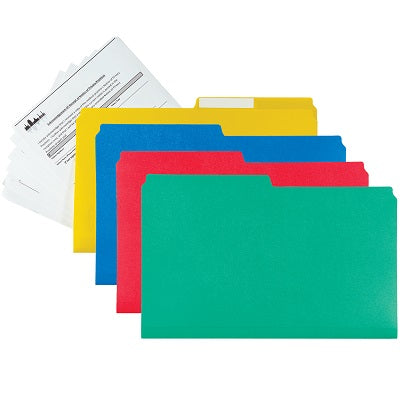 File Folder-Legal, Poly 1/2 Cut, Assorted 12/Pk - 20583-37100