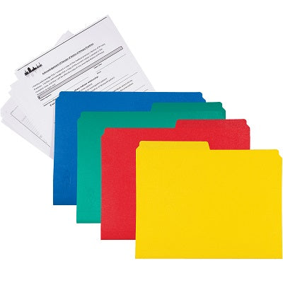 File Folder-Letter, Poly 1/2 Cut, Assorted 12/Pk - 20583-37200