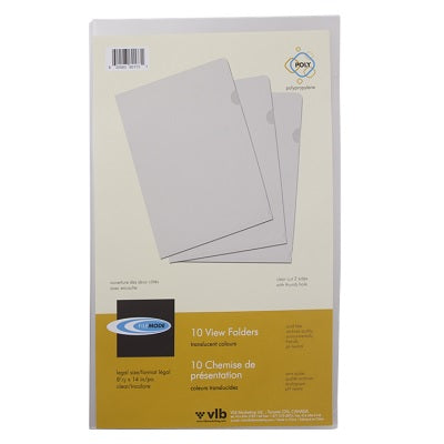 Folder-View, Poly, Legal, Closed On 2 Sides, Clear, 10/Pack - 20583-60173