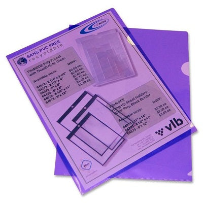 Folder-View, Poly, Letter, Closed On 2 Sides, Violet,10/Pack - 20583-60274