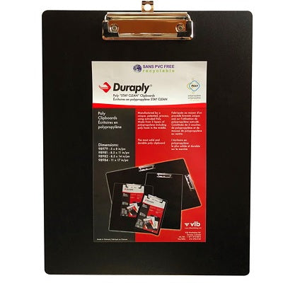 Clipboard-Poly, Duraply Stay Clean, 8.5X11, Black - 20583-98981