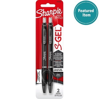 Pen-Retractable, Sharpie S-Gel, 0.5Mm Black 2/Pk - 2105285