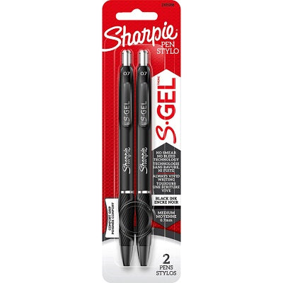 Pen-Retractable, Sharpie S-Gel, 0.7Mm Black 2/Pk - 2105288
